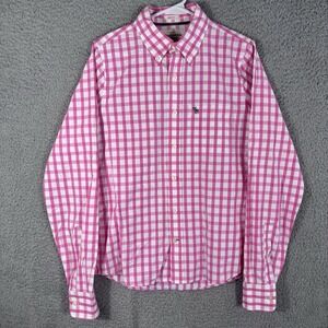 Abercrombie & Fitch Button Down Shirt Mens M Pink White Check Checkered Muscle